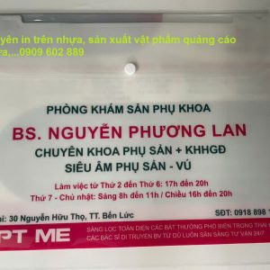 In trên nhựa, sản xuất Bìa lá nhựa, bìa nút nhựa, bìa lá có túi name card, POSM nhựa quảng cáo